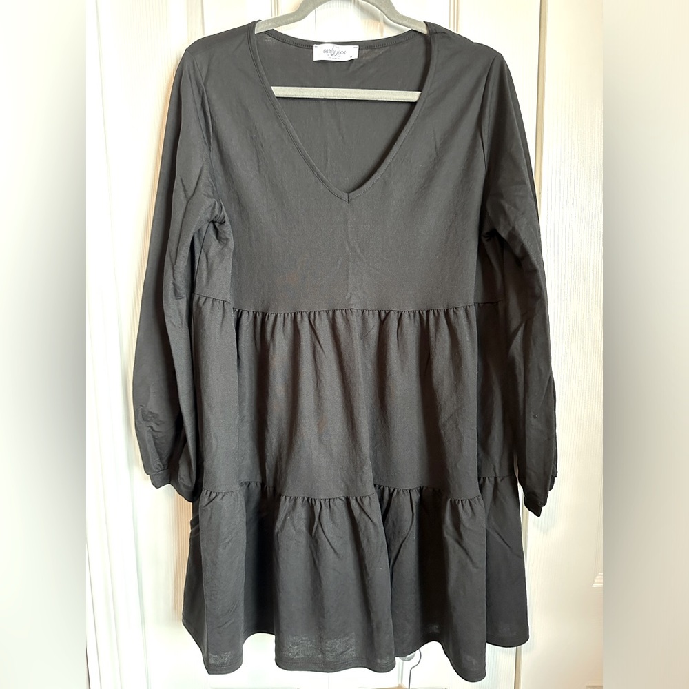 Carly Jean Los Angeles “Blaine” long sleeved babydoll dress, black, size medium